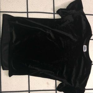 Old Navy Black Velvet Ruffle Short Sleeved Shirt